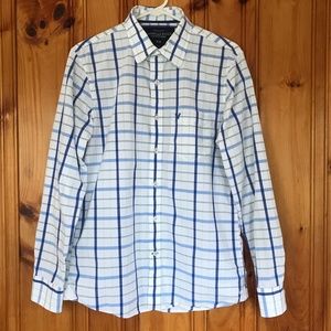 Men's AE Vintage Fit button-up blue/green plaid M